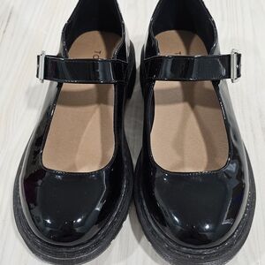 Black Faux Leather Mary Jane Oxford Flat (WW) Size 7